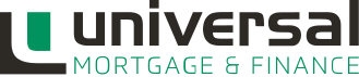 Universal Mortgage and Finance black and green logo
